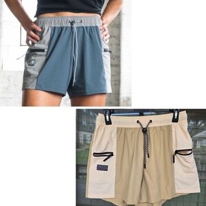 Bearded Goat Women's Summit shorts Khaki/black Drawstring Sz Large
